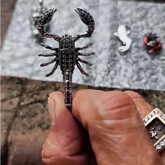 Anthro Pendant Scorpion Black Fashion Jewelry 925 Sterling Silver Rebel Men - Picture 8 of 16